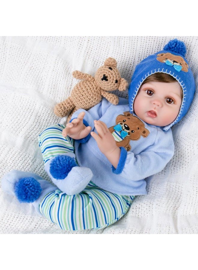 Aori Reborn Baby Dolls Boy 22 Inch Realistic Lifelike Newborn Baby Doll with Teddy Toy and Doll Accessories for Children 3+ - Image 2