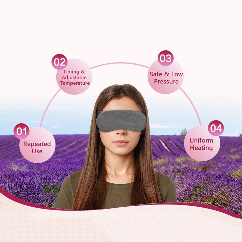 Heated Eye Mask USB Electric Steam Warm Eyes Blindfold with Ice Bag Lavender Herbal Bag for Relief Eye Puffiness Dry Eye Styes Tired Eyes Chalazion Sleeping with Time and Temperature Control - Image 5