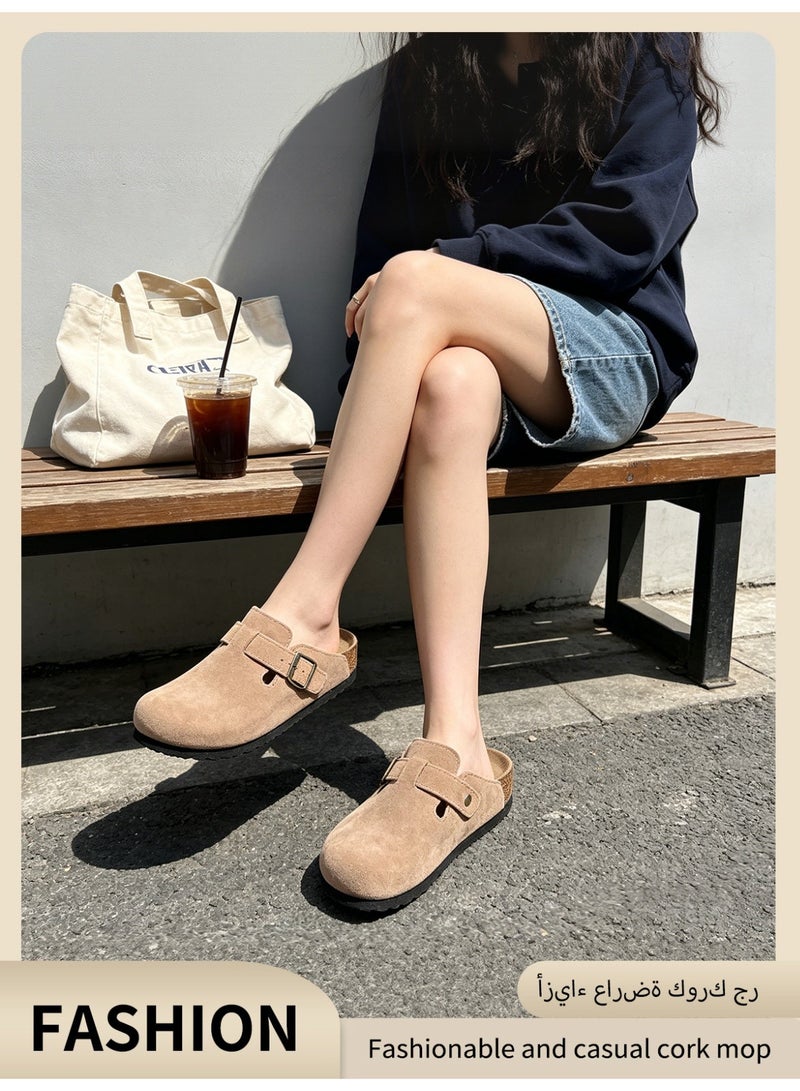 guoluofei Cow Suede Unisex Mule Slides with Adjustable Straps and Arch support Comfort Sandal Slippers Outdoor Beach Casual Shoes Size 37-45 - Image 1