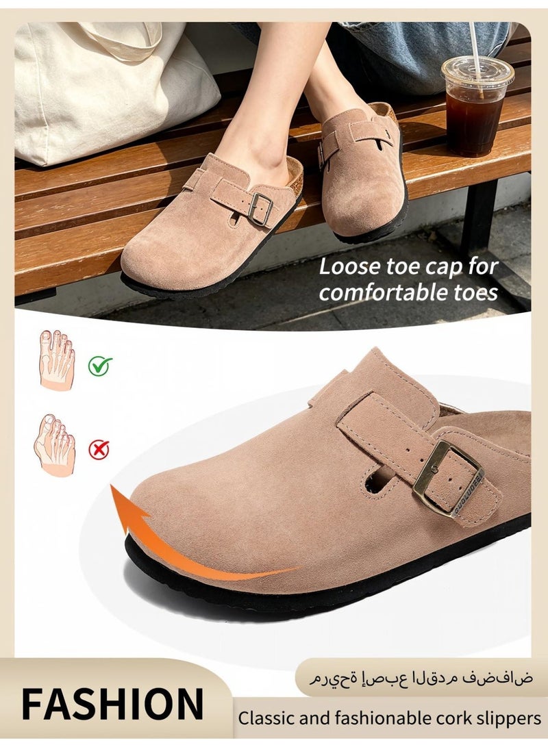 guoluofei Cow Suede Unisex Mule Slides with Adjustable Straps and Arch support Comfort Sandal Slippers Outdoor Beach Casual Shoes Size 37-45 - Image 2