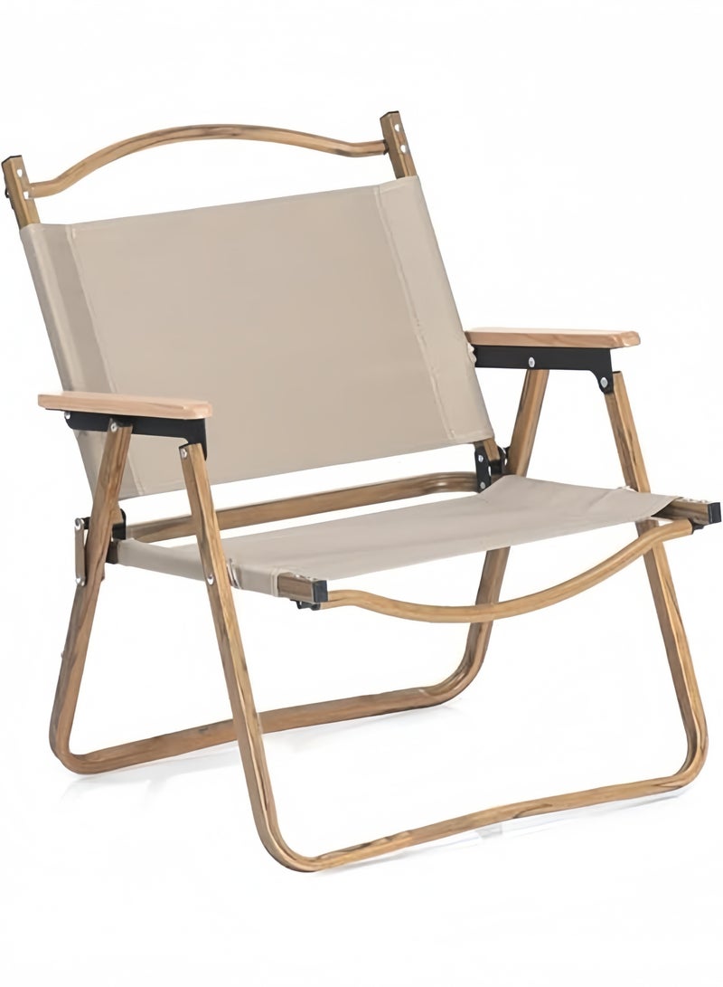 Generic Camping Folding Ultralight Chair Outdoor Furniture Backpacking Chair with Wooden Handle Aluminum Bracket Stable Collapsible Camp Chair for Outdoor Hiking,Fishing,Picnic,Travel Khaki - Image 1