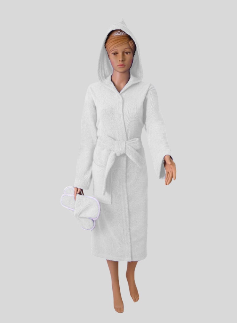 Banotex Luxurious Egyptian cotton bathrobe in white, suitable for men and women, comes with a cape, slippers, and a waist belt Available in sizes to suit everyone. - Image 1