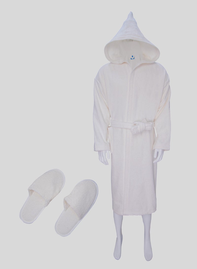 Banotex Luxurious Egyptian cotton bathrobe in white, suitable for men and women, comes with a cape, slippers, and a waist belt Available in sizes to suit everyone. - Image 3