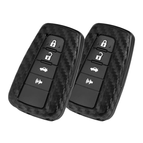 WORCAS 2 Pcs Key Fob Case Carbon Fiber Pattern Silicone Cover Compatible with Toyota 4RUNNER 86 Avalon C-HR Camry Prius Compatible with RAV4 Corolla Highlander 2 3 4 Button Keyless Entry Remote - Image 1