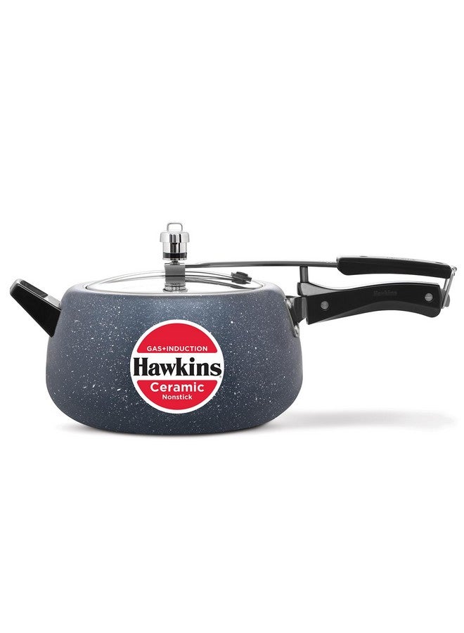 Hawkins 5 Litre Ceramic Nonstick Pressure Cooker, Induction Inner Lid Cooker, Granite Contura Shaped Cooker, Best Cooker, Blue (Icc50) - Image 1