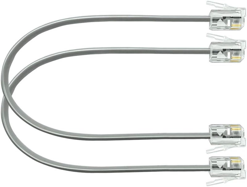 NECABLES 2Pack 8 Inch Short Telephone Cord Phone Cable Wall Phone Cord for Landline RJ11 6P4C Male to Male - Image 1