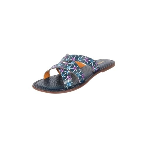 Mochi Women Blue Flat Fashion Slip-on Slide Chappal UK/7 EU/40 (41-259) - Image 1