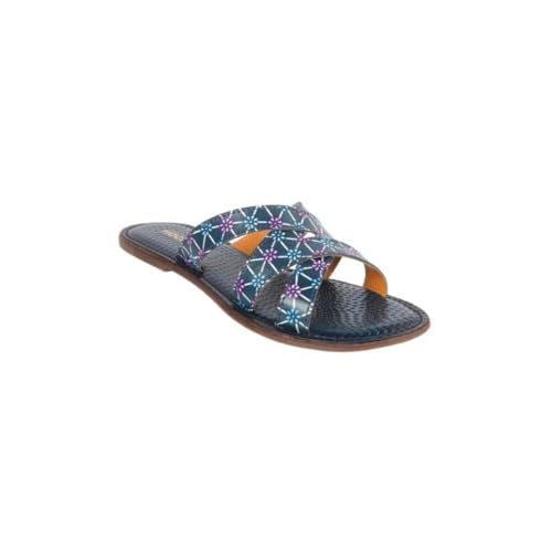 Mochi Women Blue Flat Fashion Slip-on Slide Chappal UK/7 EU/40 (41-259) - Image 3