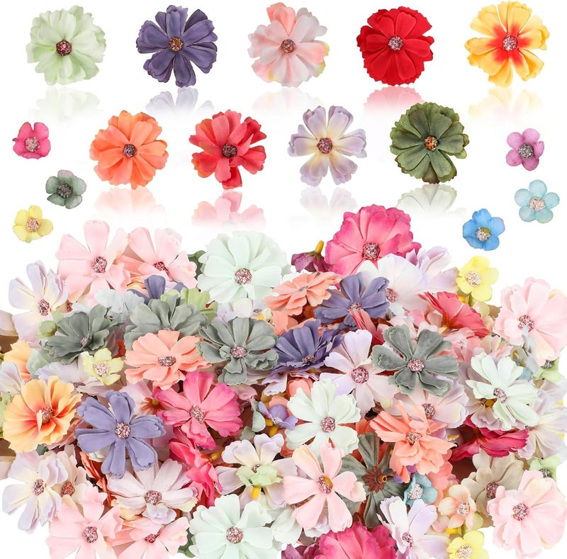 VRB Dec 100pcs Sunflower Artificial Flowers for Decoration,Artificial Flower,Flower for Hair Styling, for Pooja, for Home Decor,Diwali. (100 Pcs Fabric Silk Multi Daisy) - Image 5
