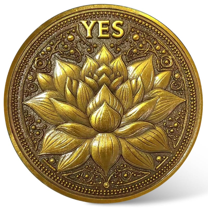 CYOUNG Golden DecisionMaking Coin Elegant YesNo Challenge Coin with Lotus and Phoenix Design - Image 2