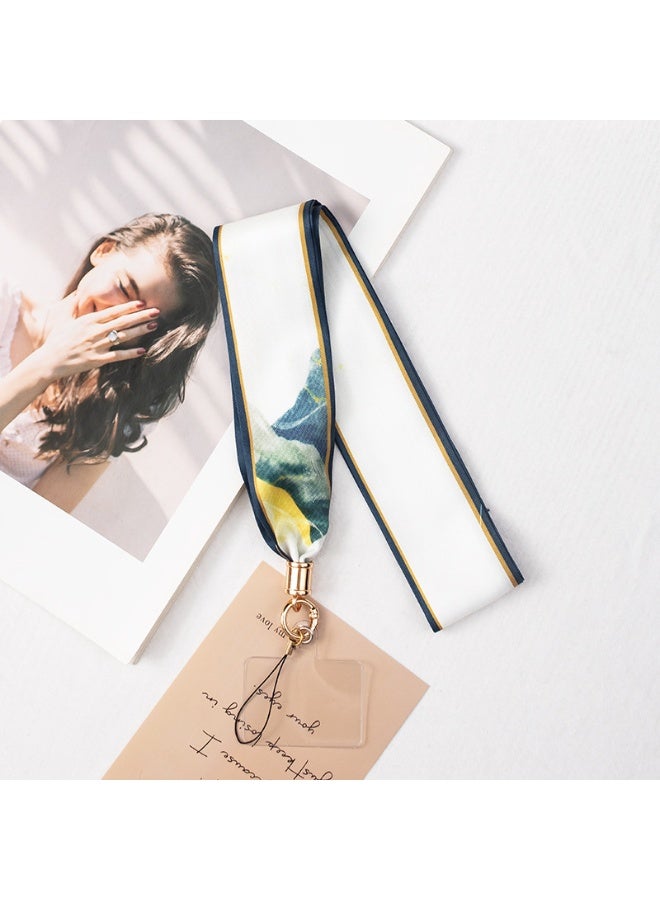 NIBEMINENT Beaded Phone Lanyard, Anti Lost Removable Wrist Strap, Long Satin Chain Pendant Bracelet Pendant, Phone Keychain Lanyard