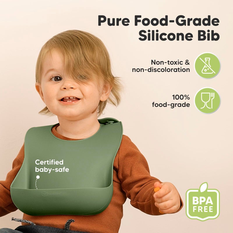 KeaBabies 2-Pack Silicone Bibs For Babies, Silicone Baby Bibs for Eating, Food-Grade Pure Silicone Bib, Toddler Bibs, Waterproof Bibs, Feeding Bibs, Silicon Bibs for Toddlers, Boys, Girls (Slate) - Image 2