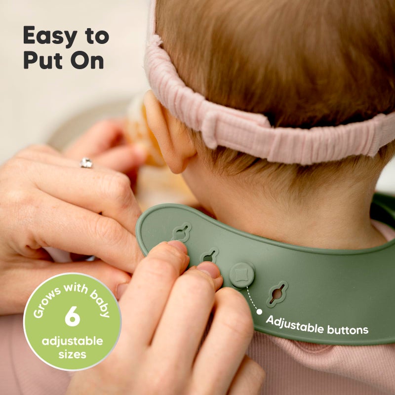 KeaBabies 2-Pack Silicone Bibs For Babies, Silicone Baby Bibs for Eating, Food-Grade Pure Silicone Bib, Toddler Bibs, Waterproof Bibs, Feeding Bibs, Silicon Bibs for Toddlers, Boys, Girls (Slate) - Image 5