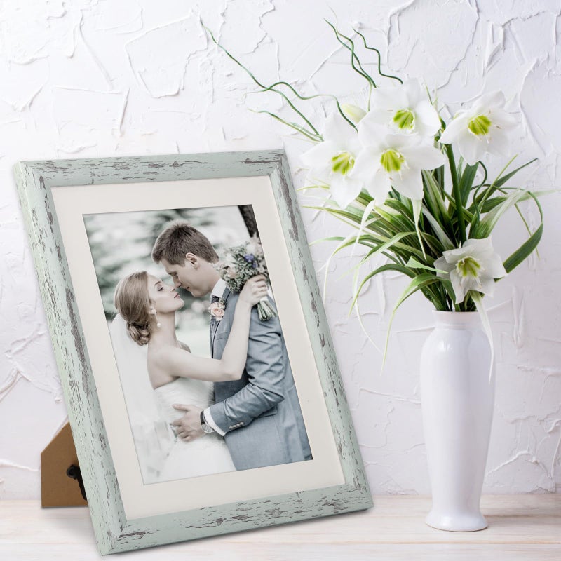 AEVETE Picture Frame 8x10 Light Green Photo Frames Rustic for Wall and Desk Decor - Image 5