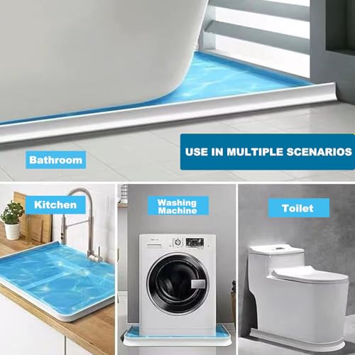 Ronsoile 3.8" High Shower Threshold Water Dam Barrier, 2025 Upgraded 67" Collapsible Shower Water Blocker, Guard for Walk in Shower, Water Guard Stopper for Floor, Shower Door Water Blocker - Image 5