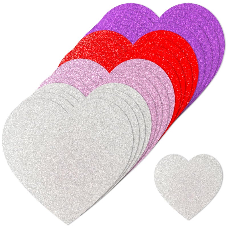 Bazyrock 72 Pcs Glitter Heart Paper Cutouts 6 x 6 in, 4 Colors, Valentineâ€™s Day Decorations for Party Classroom Bulletin Board DIY Crafts (Silver/Red/Pink/Purple) - Image 1
