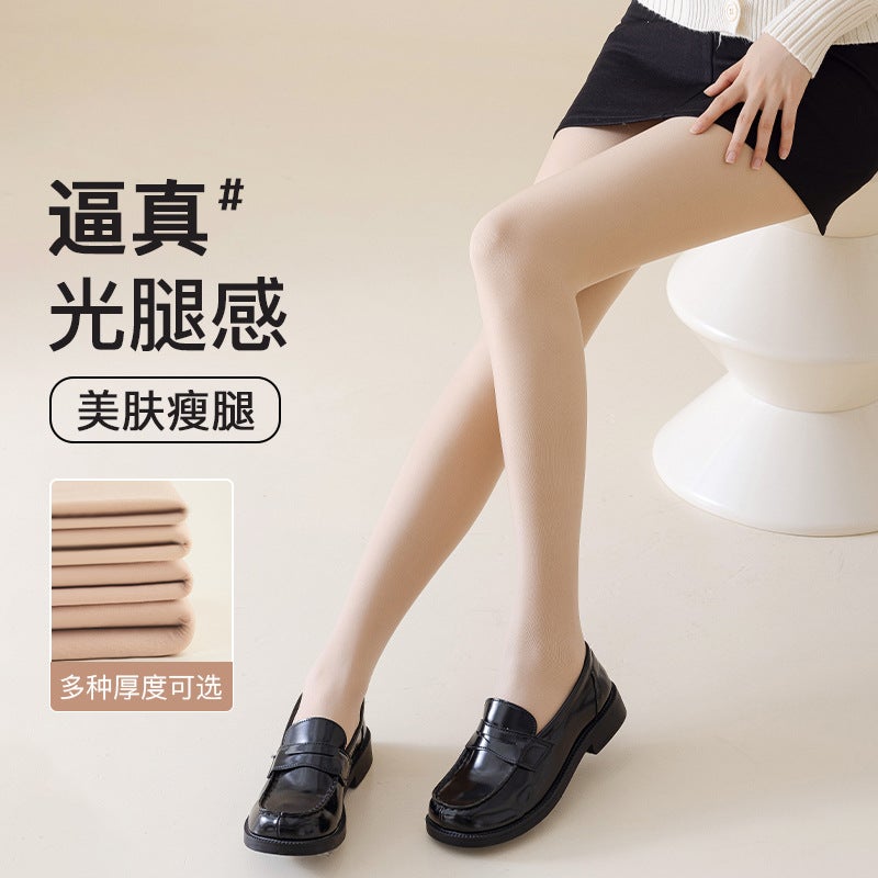 Bare Leg Artifact Women'S Naked Supernatural Thickened Fleshy Pantyhose Fleece-Lined Anti-Hook Silk Without Crotch Pantyhose - Image 2