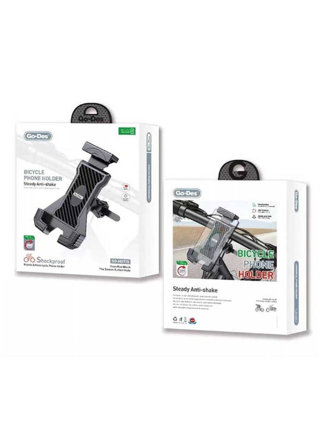Go-Des GD-HD715 Anti Shake 360 Degree Adjustable Bike and Motorcycle Phone Holder Black - Image 2