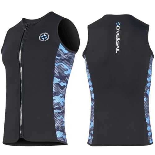 DIVE & SAIL Wetsuit Top Men Wetsuit Vest 3mm Neoprene Front Zip Sleeveless Wet Suit Tops Jacket Diving Vest Swimming Canoeing Surfing L Size - Image 1