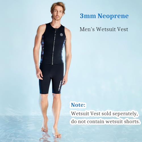 DIVE & SAIL Wetsuit Top Men Wetsuit Vest 3mm Neoprene Front Zip Sleeveless Wet Suit Tops Jacket Diving Vest Swimming Canoeing Surfing L Size - Image 2