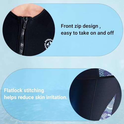 DIVE & SAIL Wetsuit Top Men Wetsuit Vest 3mm Neoprene Front Zip Sleeveless Wet Suit Tops Jacket Diving Vest Swimming Canoeing Surfing L Size - Image 5