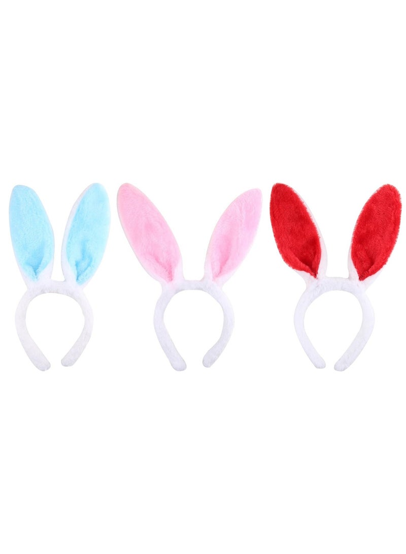 HZYH 3 Pcs Bunny Ears Headbands Plush Easter Rabbit Ear Hairband Holiday Party Costume Accessory for Holiday Kid's Birthday Halloween Party  Favors - Image 1