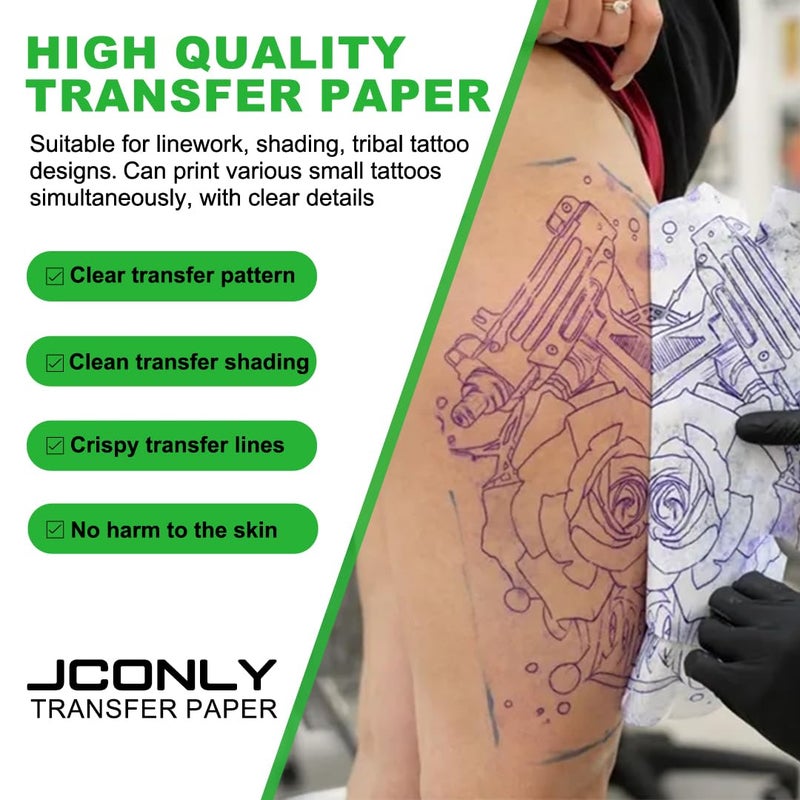Jconly Tattoo Transfer Paper, 50 Sheets Stencil Transfer Paper for Tattooing, A4 Size Thermal Stencil Paper for Tattoo Beginners Artists Tattoo Supplies - Image 4