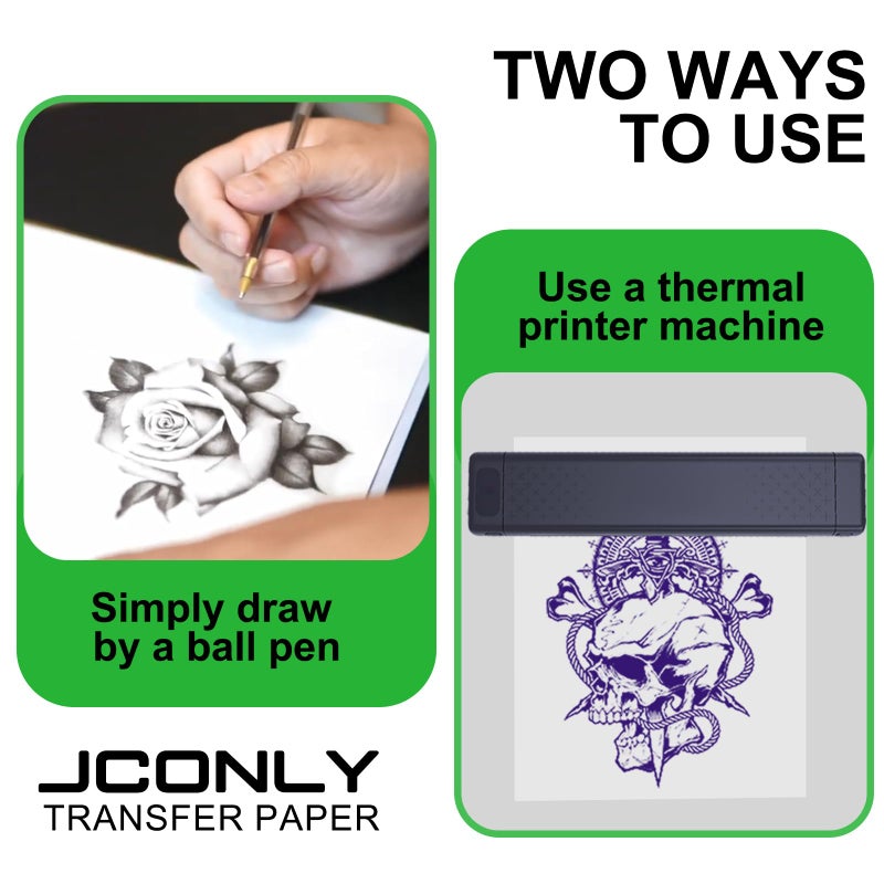 Jconly Tattoo Transfer Paper, 50 Sheets Stencil Transfer Paper for Tattooing, A4 Size Thermal Stencil Paper for Tattoo Beginners Artists Tattoo Supplies - Image 5