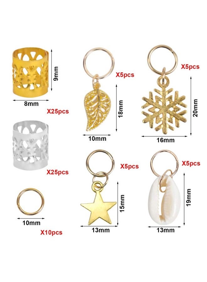 بيوينتي 80 قطعة من حلقات ضفائر الشعر وأساور الشعر المعدنية وضفائر الشعر النحاسية وقلادات الشعر وإكسسوارات عصابة الرأس باللونين الذهبي والفضي - Image 2