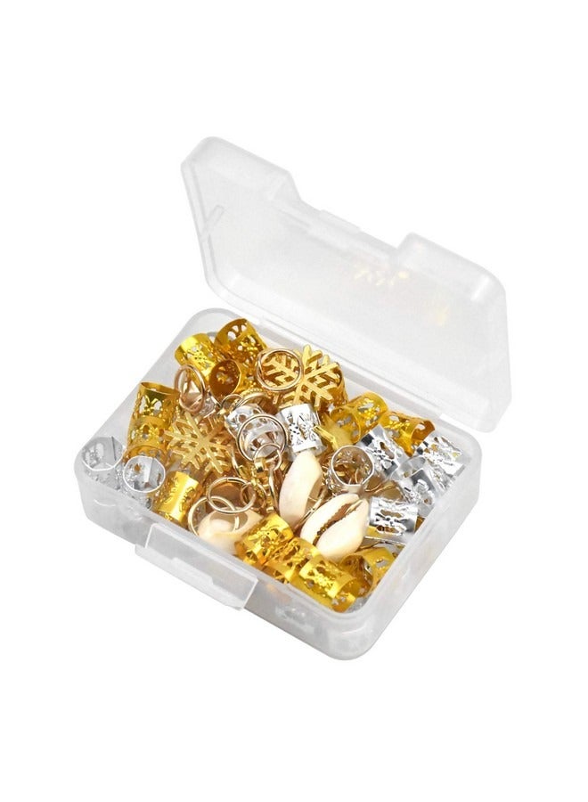 بيوينتي 80 قطعة من حلقات ضفائر الشعر وأساور الشعر المعدنية وضفائر الشعر النحاسية وقلادات الشعر وإكسسوارات عصابة الرأس باللونين الذهبي والفضي - Image 3