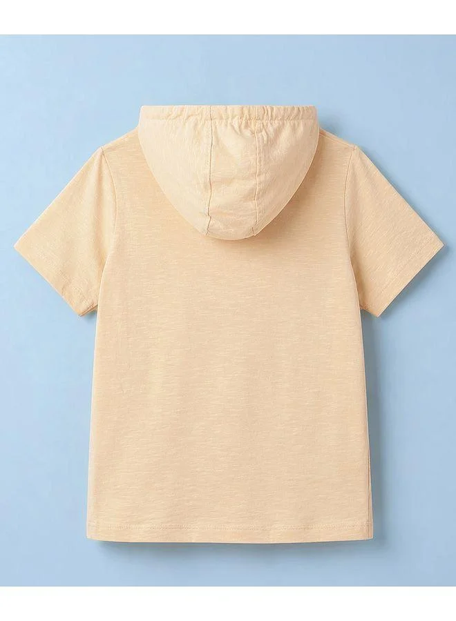 Pine Kids Pine Kids Cotton Knit Solid Hooded T-Shirt - Off White