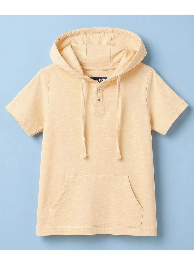 Pine Kids Pine Kids Cotton Knit Solid Hooded T-Shirt - Off White