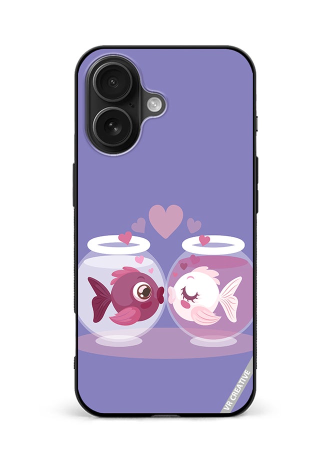 VR CREATIVE Protective Case Cover For Apple iPhone 16 Love Fish Design Multicolour