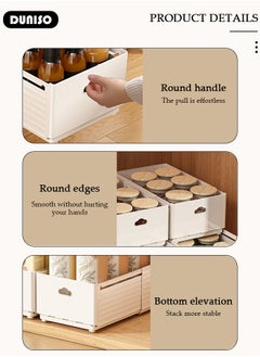 DUNISO 2PCS Retractable Storage Box, Foldable Multi Purpose Expandable Stackable Bins with Handles,Drawer Organizers for Closet Pantry Fridge, Sturdy Plastic Basket, Easy Assembled, for Kitchen, Refrigerator, Cabinets, Wardrobes, Bathroom, Office  - Image 2