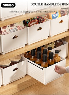 DUNISO 2PCS Retractable Storage Box, Foldable Multi Purpose Expandable Stackable Bins with Handles,Drawer Organizers for Closet Pantry Fridge, Sturdy Plastic Basket, Easy Assembled, for Kitchen, Refrigerator, Cabinets, Wardrobes, Bathroom, Office  - Image 5