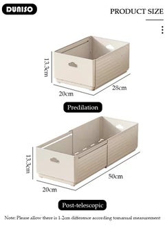 DUNISO 2PCS Retractable Storage Box, Foldable Multi Purpose Expandable Stackable Bins with Handles,Drawer Organizers for Closet Pantry Fridge, Sturdy Plastic Basket, Easy Assembled, for Kitchen, Refrigerator, Cabinets, Wardrobes, Bathroom, Office  - Image 3