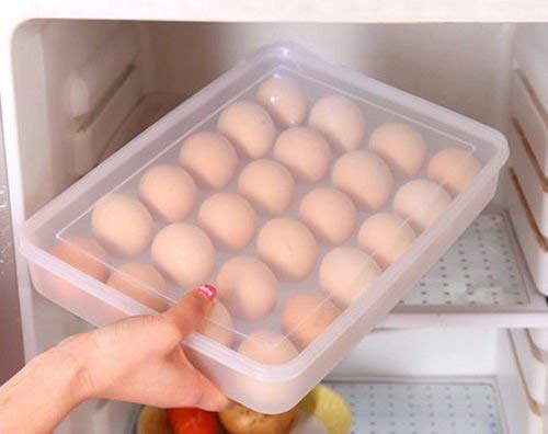 POXEFLIP 24 Grids Plastic Egg Storage Box with Lid Egg Tray Box Holder for Refrigerator Useful for Home Kitchen Poultry - Image 2