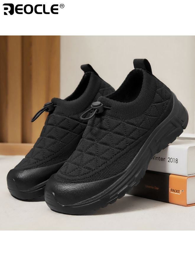 ريوكل أحذية نسائية ذات تصميم صندل محبوك مع نعل بحجم مرتفع وميزة تنفس صيفية، أحذية عصرية مع سهولة الاستخدام بخطوة واحدة للارتداء غير الرسمي - Image 5