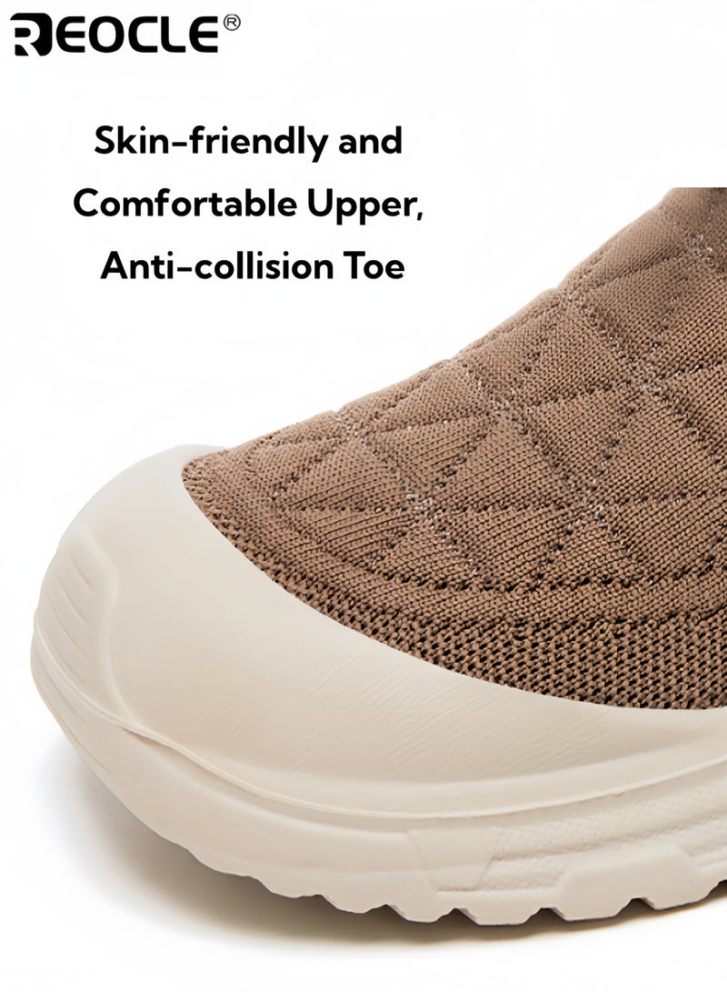 REOCLE Women's Knit Slip-On Shoes with Platform Sole Design and Summer Breathable Feature Fashion Shoes with One-Step Convenience for Casual Wear - Image 2