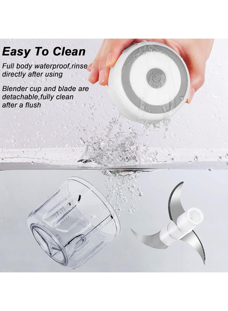 آي هوم شوب مفرمة ثوم كهربائية مع USB، محضرة طعام 250 مل، مفرمة خضروات صغيرة، مفرمة لحم محمولة للثوم والزنجبيل والفلفل الحار والخضروات ， مفرمة ثوم هراسة （أبيض） - Image 4