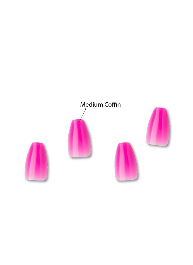 Goldfinger False Nails Kit, Jelly Color Ready To Wear Pink Fake Nails, Manicure Stick And Glue Included, Medium Length, Coffin Shape, Long-Lasting Hottest Trend Glue On Nails  - Image 4