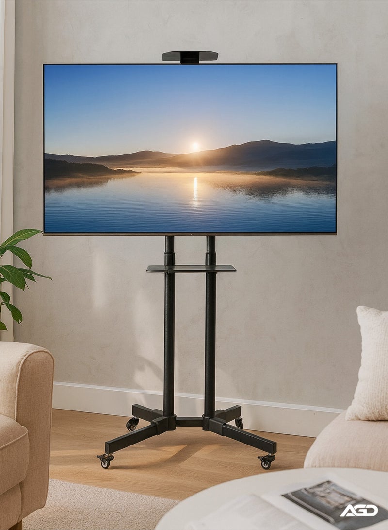إيه جي دي حامل تلفزيون أرضي متحرك بعجلات قابل للتعديل، من 32 حتى 75 بوصة، للاجتماعات والمؤتمرات والمعارض - Image 3