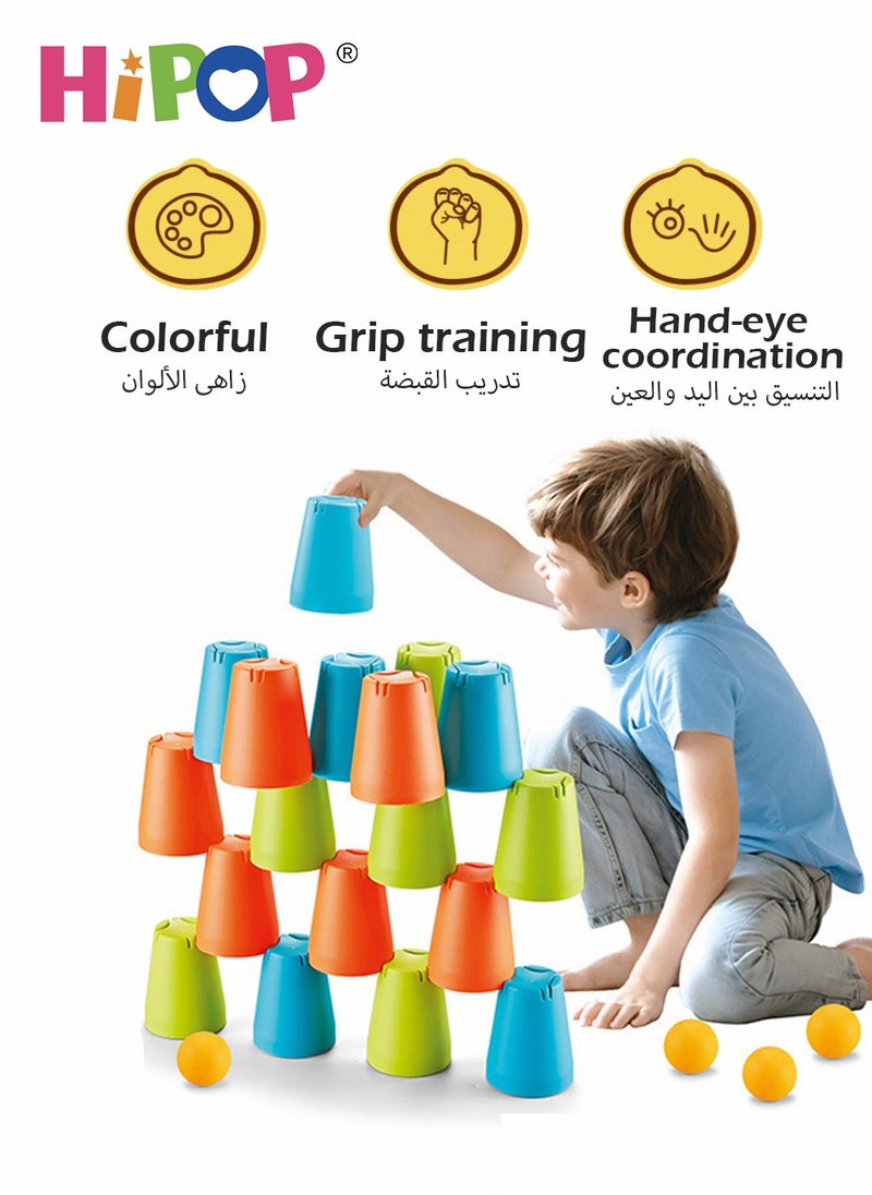 HIPOP - 30 Piece Stacking And Nesting Cups Building Set Quick Stack Cups Interactive Game - Image 1