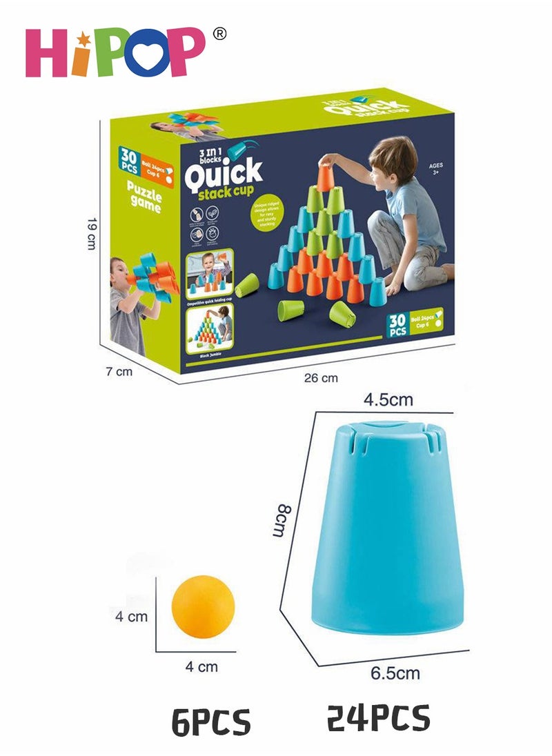 HIPOP - 30 Piece Stacking And Nesting Cups Building Set Quick Stack Cups Interactive Game - Image 1