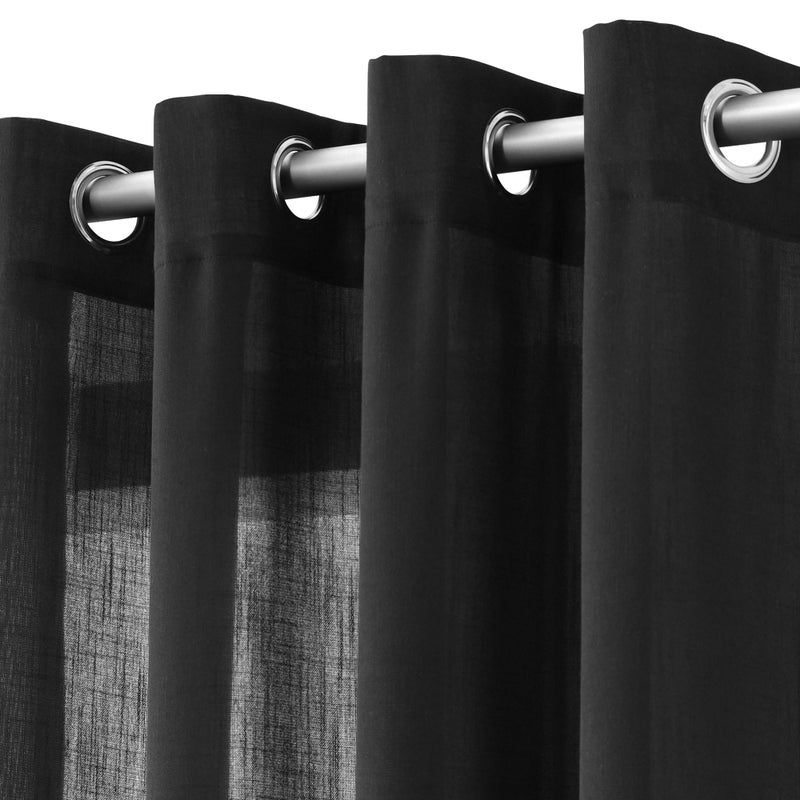 Nanspring Linen Sheer Curtains 120 inches Long 2 Panels Set Grommet Textured Light Filtering Black Boho Living Room Curtains Modern Minimalist Long Floor to Ceiling Large Window Curtains 10ft Tall 52X120 - Image 3