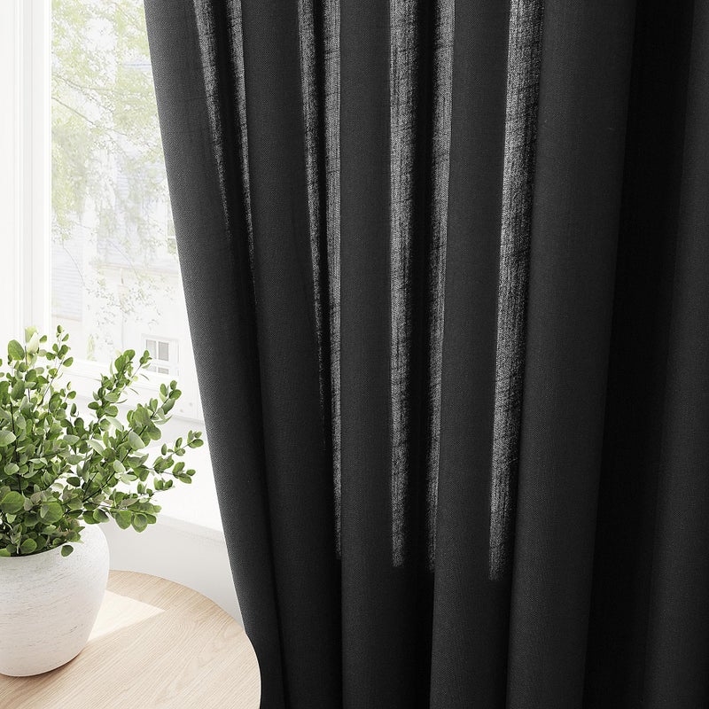 Nanspring Linen Sheer Curtains 120 inches Long 2 Panels Set Grommet Textured Light Filtering Black Boho Living Room Curtains Modern Minimalist Long Floor to Ceiling Large Window Curtains 10ft Tall 52X120 - Image 5