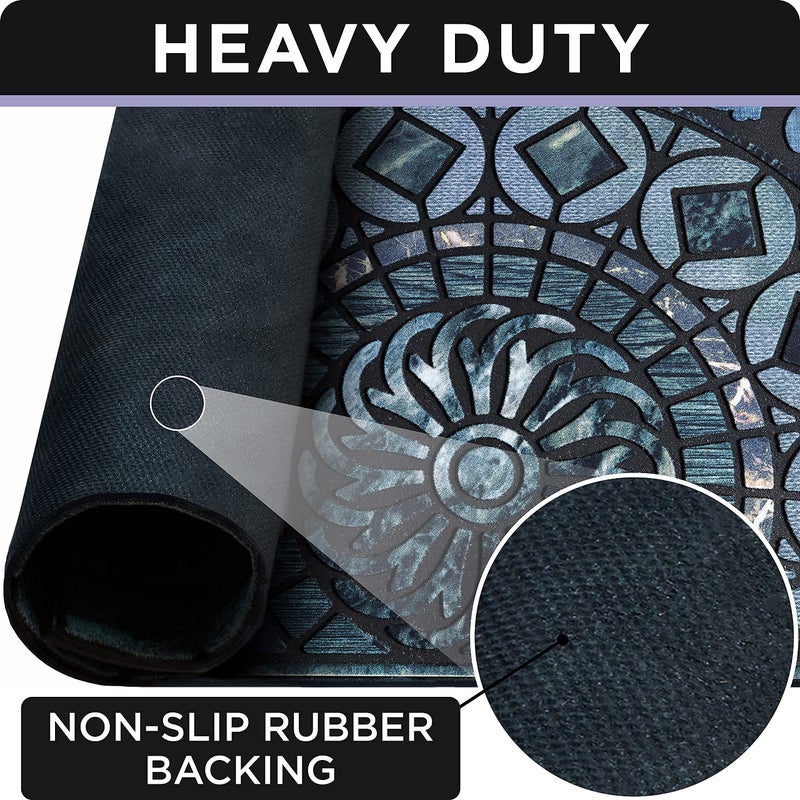 ubdyo Warm Stylish Front Door Mat - Low Pile Front Door Mat Outside Entrance - Muddy Dirt Trapping Welcome Matt Outdoor - Rubber Backing Anti Slip Indoor Doormat Entrance - Large 23" 'x 35" - Image 3