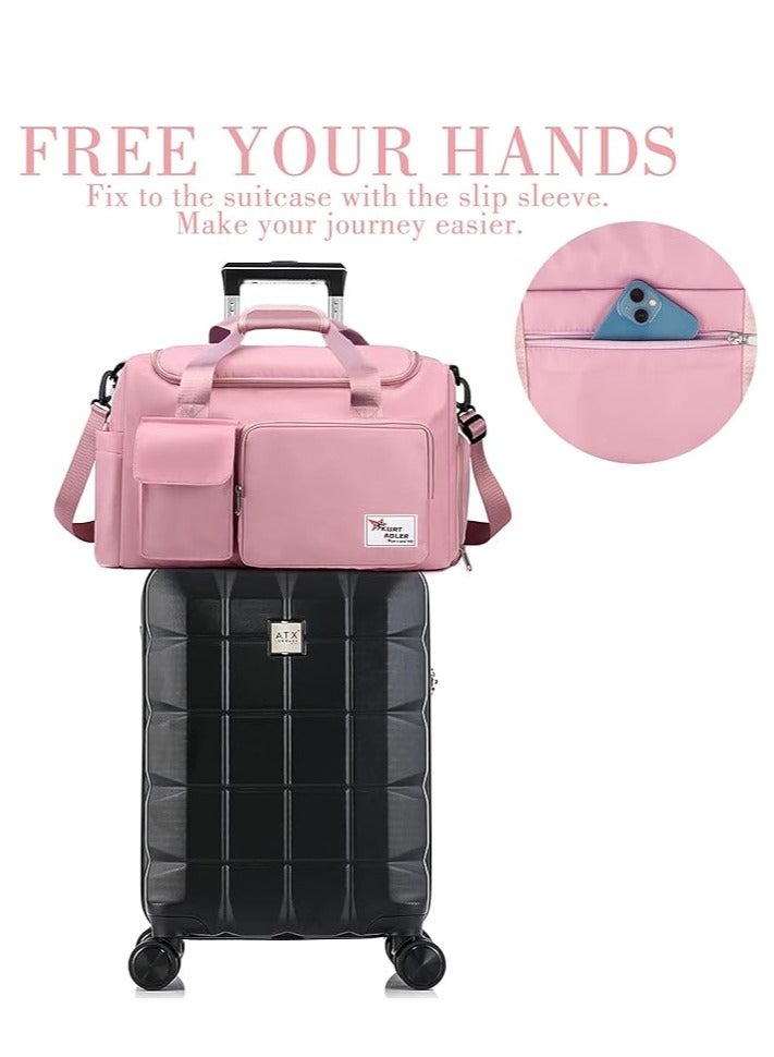Kurt Adler Travel bagsSports duffel bags, Fitness handbags, Large capacity portable foldable travel lightweight waterproof overnight bags, Weekend sports, Gym, Men's holidays, Women's carrying duffel bags (pink) - Image 5