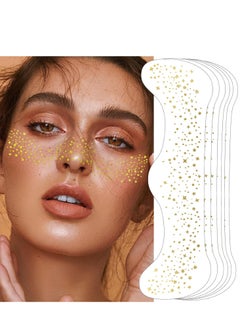 Glitter Freckles Face Tattoo, 6 PCS Makeup Patches,Gold Face Glitter Makeup Speckles,Glow Up Makeup Patches,Face Glitter Speckles Patches