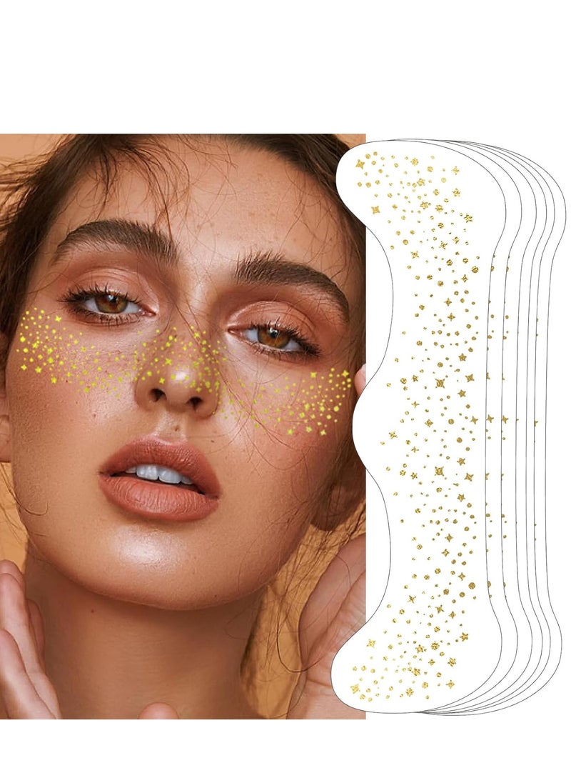 GMaxit - Glitter Freckles Face Tattoo, 6 PCS Makeup Patches,Gold Face Glitter Makeup Speckles,Glow Up Makeup Patches,Face Glitter Speckles Patches - Image 1